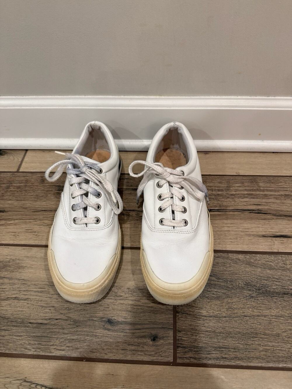 POLO SPORT RALPH LAUREN Low Sneaker Shoes Leather Mens Sz 9.5 White